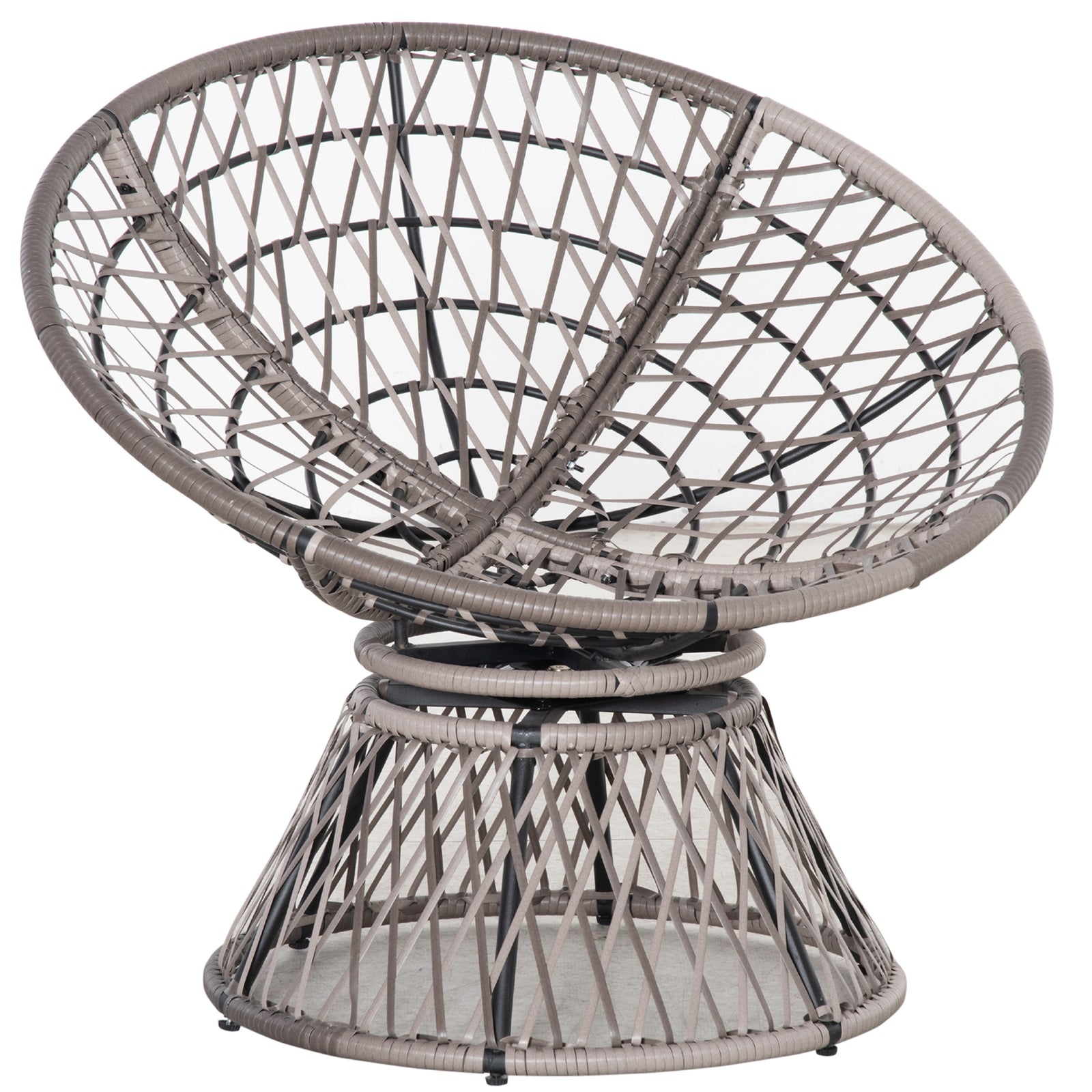 360 Degree Swivel Rattan Papasan Moon Bowl Chair Round | Gray