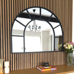 Mio - Metal Arched Window Mirror | 95cm x 120cm | Black