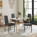 Set Of 6 Modern Faux Leather Armless High Back Dining Chairs | Set of 6 | Black