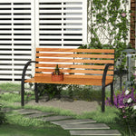 2 Seater Garden Bench Metal Wooden