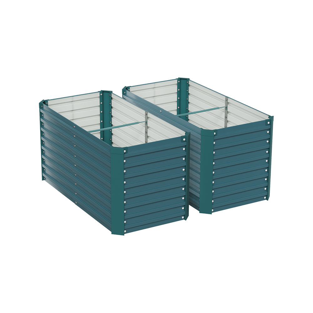 2 Pcs Thickened Rectangular Raised Garden Bed – Durable Coated Steel With Reinforced Corners,  Outdoor Planter For Vegetables, Fruits & Flowers | Dark Green