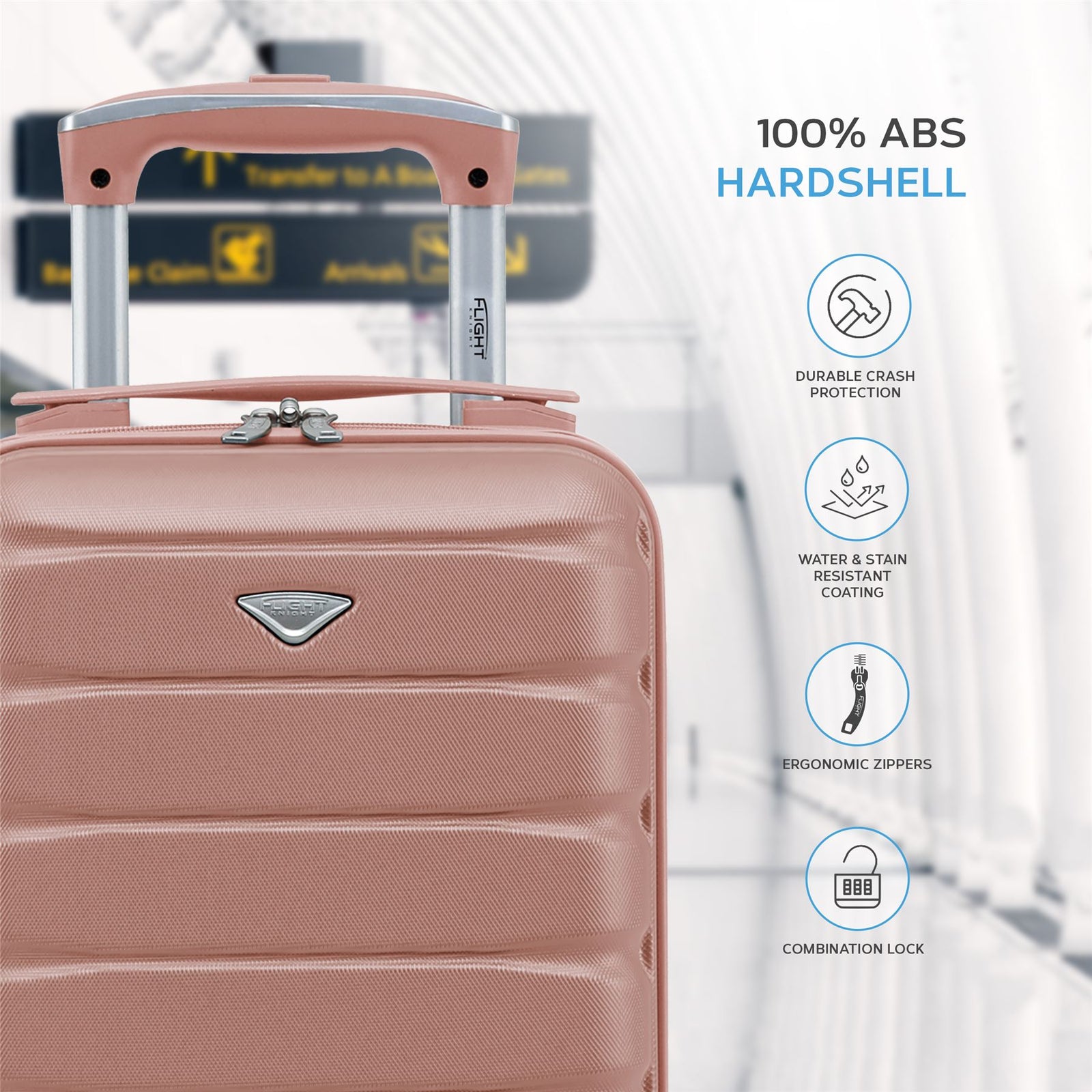 40x20x25cm Cabin Carry-on Suitcase - Lightweight, Durable, 4-wheel Luggage - 100+ Airlines Approved | Cabin | Rose