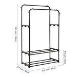 Double Rod Metal Clothes Rack Heavy Duty Garment Organizer With Shelves For Closet Or Bedroom | Black