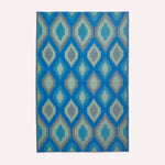 Luxury Outdoor Rug Waterproof Reversible For Garden Patio 100% Recycled, Blue Amber Ikat | 150cm x 240cm | Blue