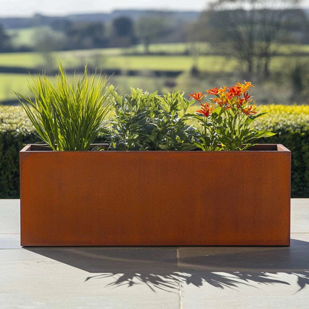 Corten Steel Trough Planter - Pre-rusted | 120cm x 40cm x 40cm | Brown