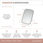 Livivo Freestanding Led Cosmetic Mirror Rechargeable - 3 Lighting Modes Adjustable Makeup Mirror