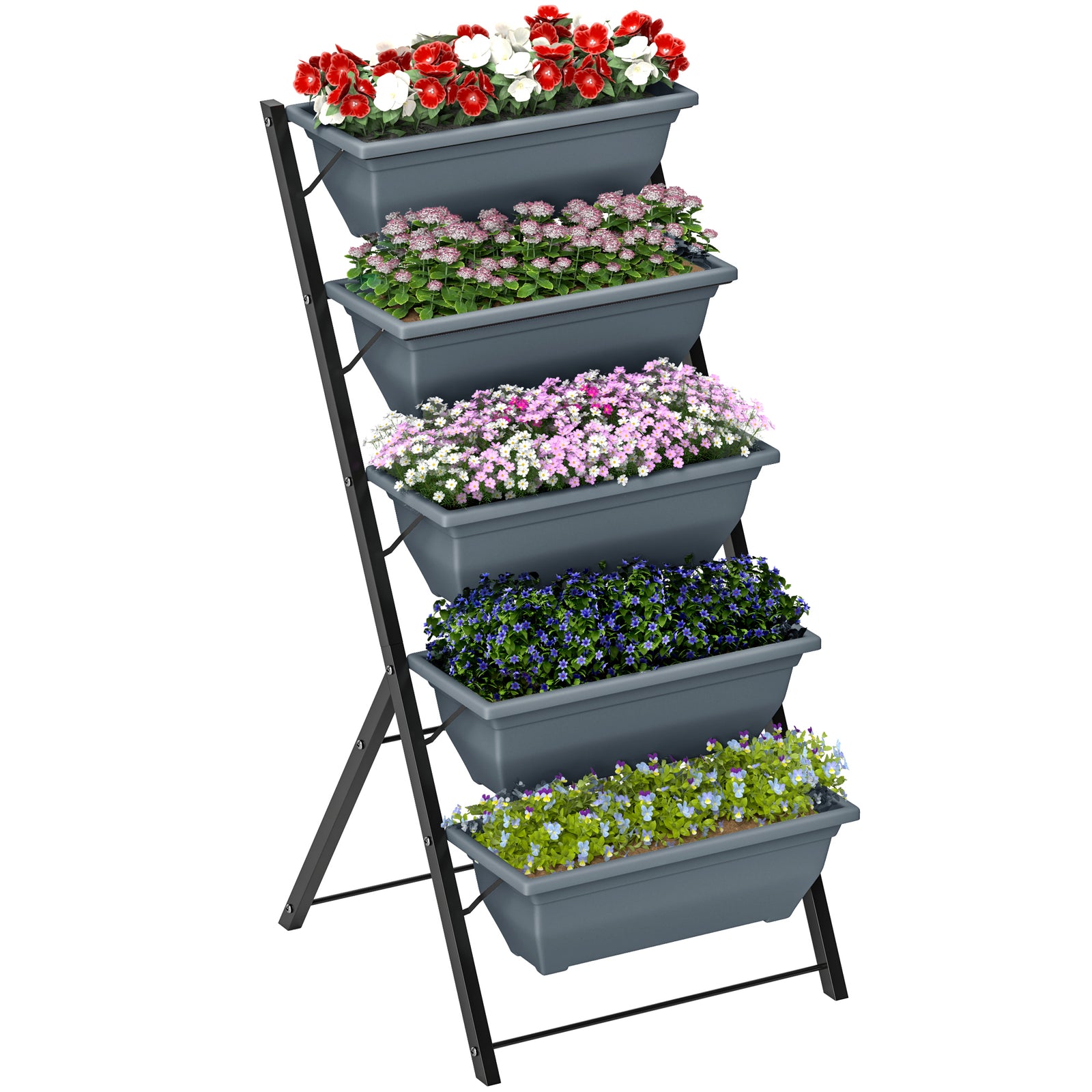 5-tier Raised Garden Bed, Ladder Planter With 5 Removable Boxes