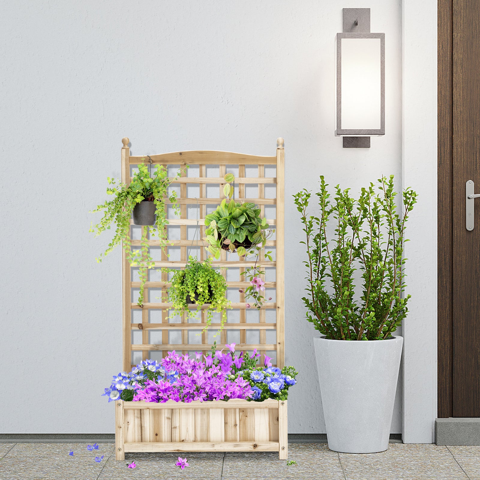 Garden Planter With Trellis Indoor Outdoor, Natural