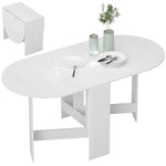 Oval Kitchen Table For Dining Room, Small Spaces, Ash Wood-effect | One Size | White