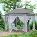 3x4m Hexagon Gazebo W/ Metal Frame Mesh Curtains
