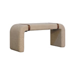 Solid Wood Boucle Leather Strap Bench