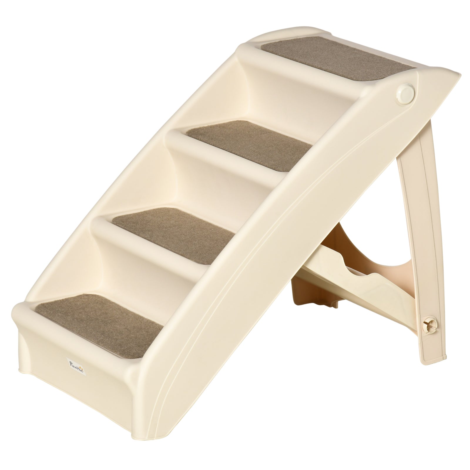 Four-step Foldable Pet Stairs W/ Non-slip Mats, For S, Xs Dogs | Beige