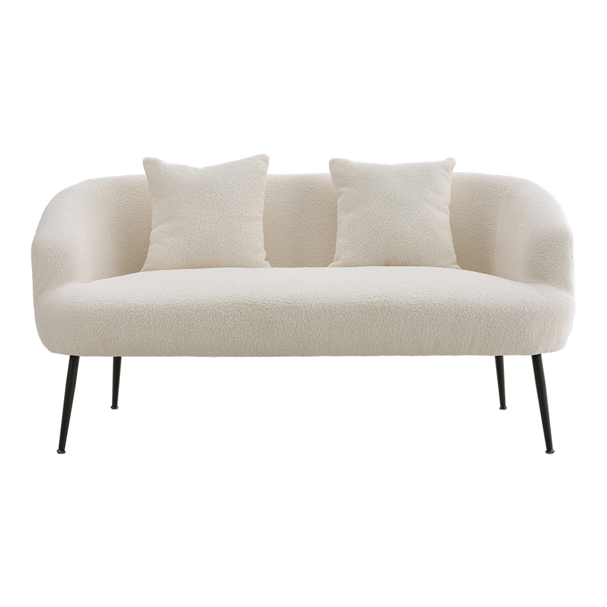 Breeins Modern Teddy Fleece 2-seater Sofa With 2 Scatter Cushions