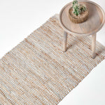 Madras Leather Hemp Rug | 200cm | Natural