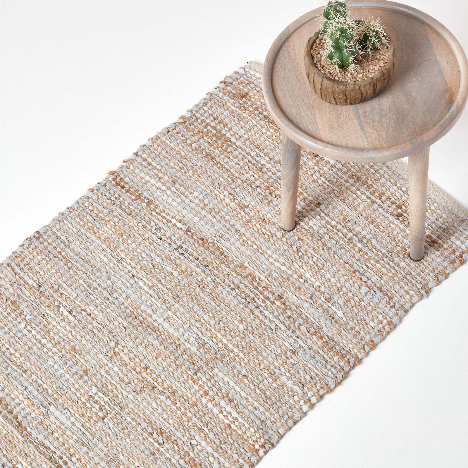 Madras Leather Hemp Rug | 200cm | Natural