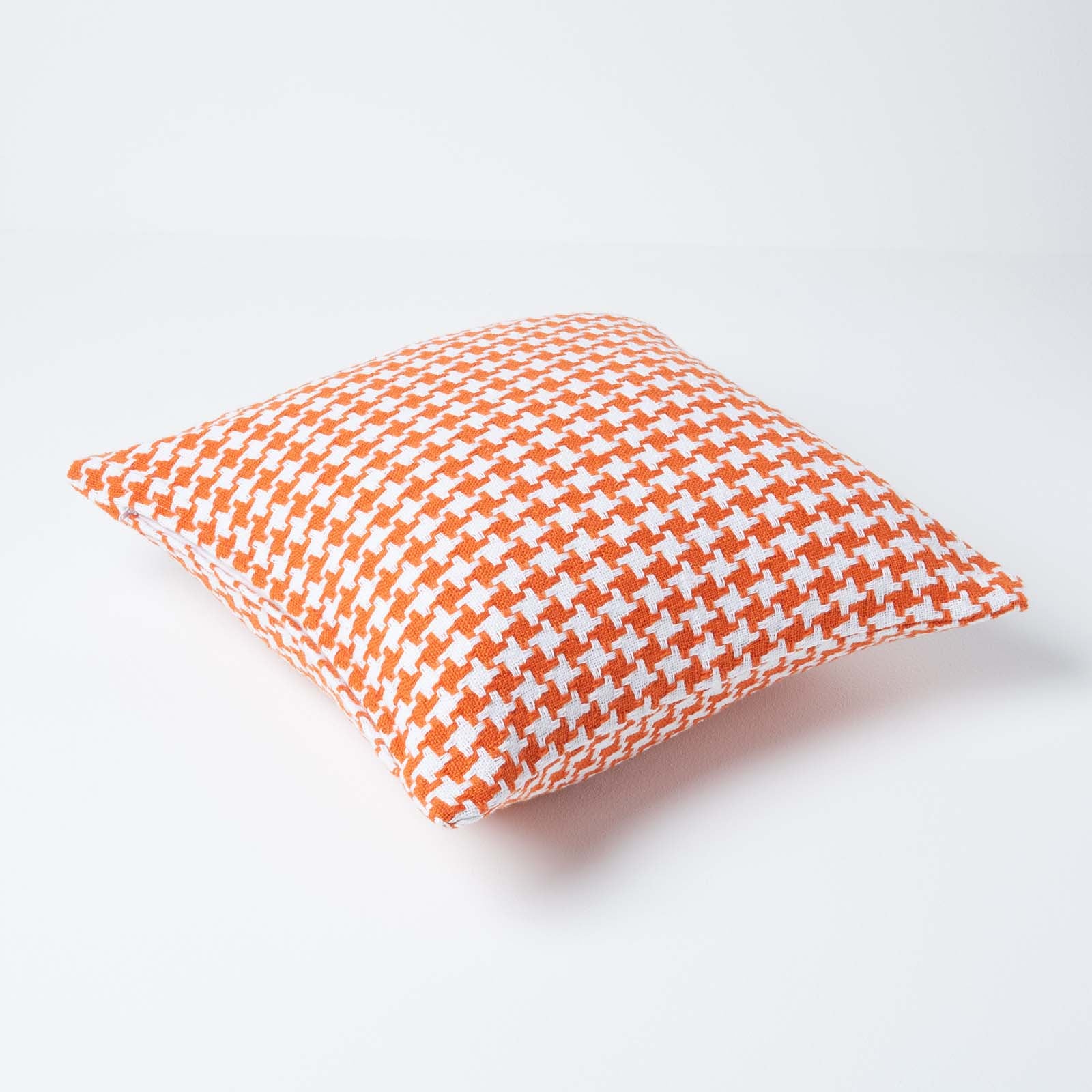 Houndstooth Cotton Cushion Cover | 60cm x 60cm | Orange