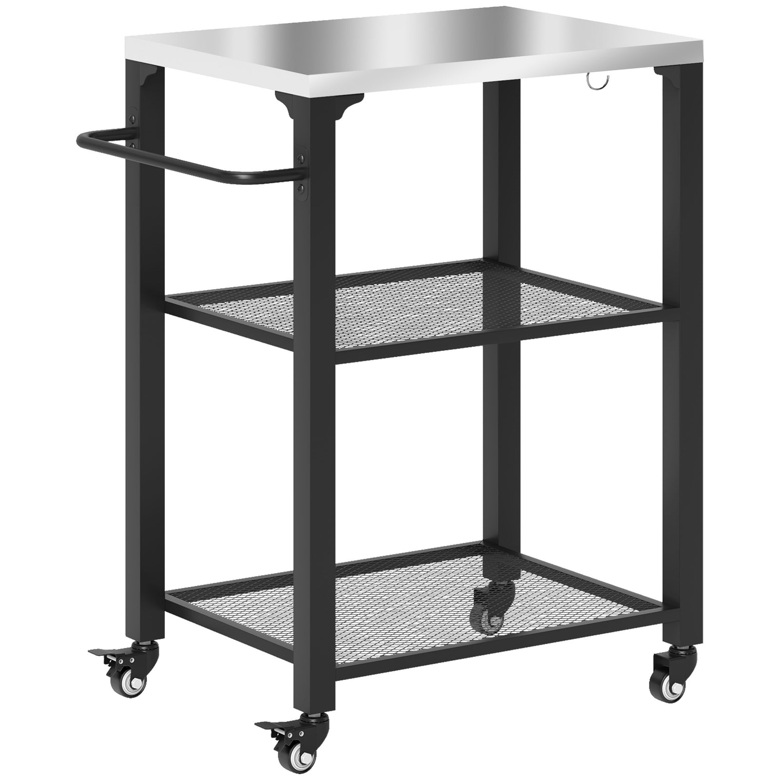 3-shelf Outdoor Grill Cart, Outdoor Kitchen W/ Steel Top