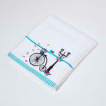 Turkish Cotton Embroidered Bicycle White Towel | Hand Towel | White