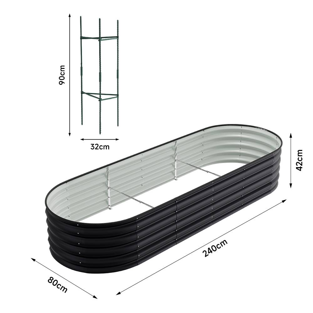 160/240/320cm W X 80cm D X 42cm H Galvanised Raised Beds For Garden, Metal Elevated Planter Box With Safety Edging, Easy Diy For Growing Flowers, | Medium | Anthracite