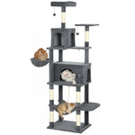 Cat Tree, 202cm Cat Tower With 2 Condos, 2 Hammocks, 2 Perches