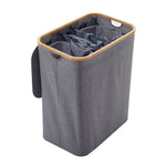 3 Compartments Laundry Basket With Lid | Grey