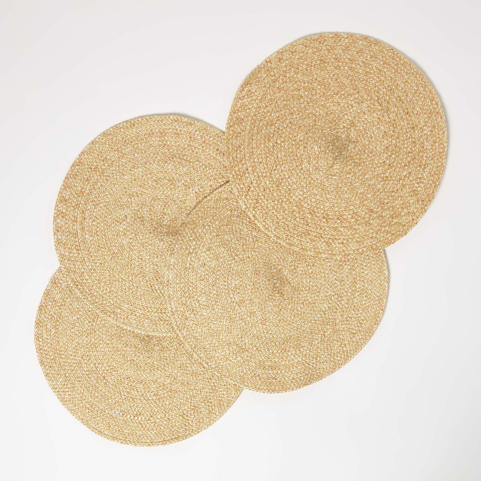 Handwoven Round Placemats Set Of 4 | 40cm | Gold