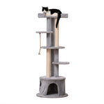 Cat Tree Kitten Tower W/ Scratching Post Condo Plush Perches Grey