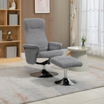 Upholstered Swivel Recliner Armchair With Ottoman | Grey