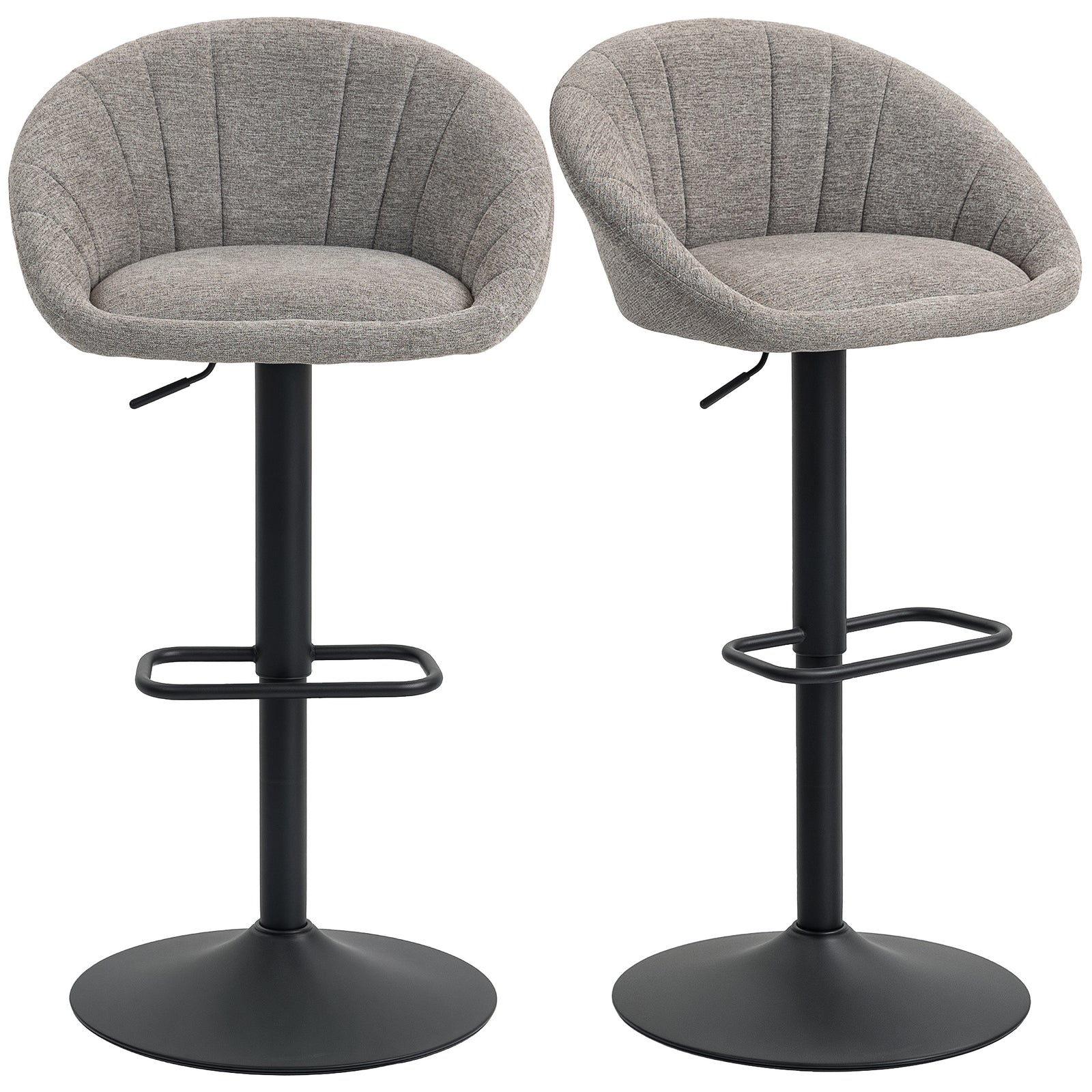 Swivel Bar Stools Set Of 2 Height Adjustable Bar Chairs | Grey