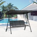 3 Seater Garden Swing Patio Hammock With Canopy For Outdoor | Black