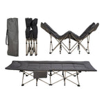 Folding Camping Cot With Mattress & Headres，wide Outdoor Camp Bed For Travel Hiking Indoor Use | Black