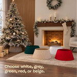 Round Faux Fur Christmas Tree Skirt With Velcro Closure | Neutral