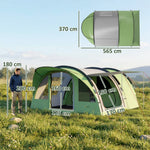 Family Camping Tent Waterproof Tunnel Tent 4 Person | Green