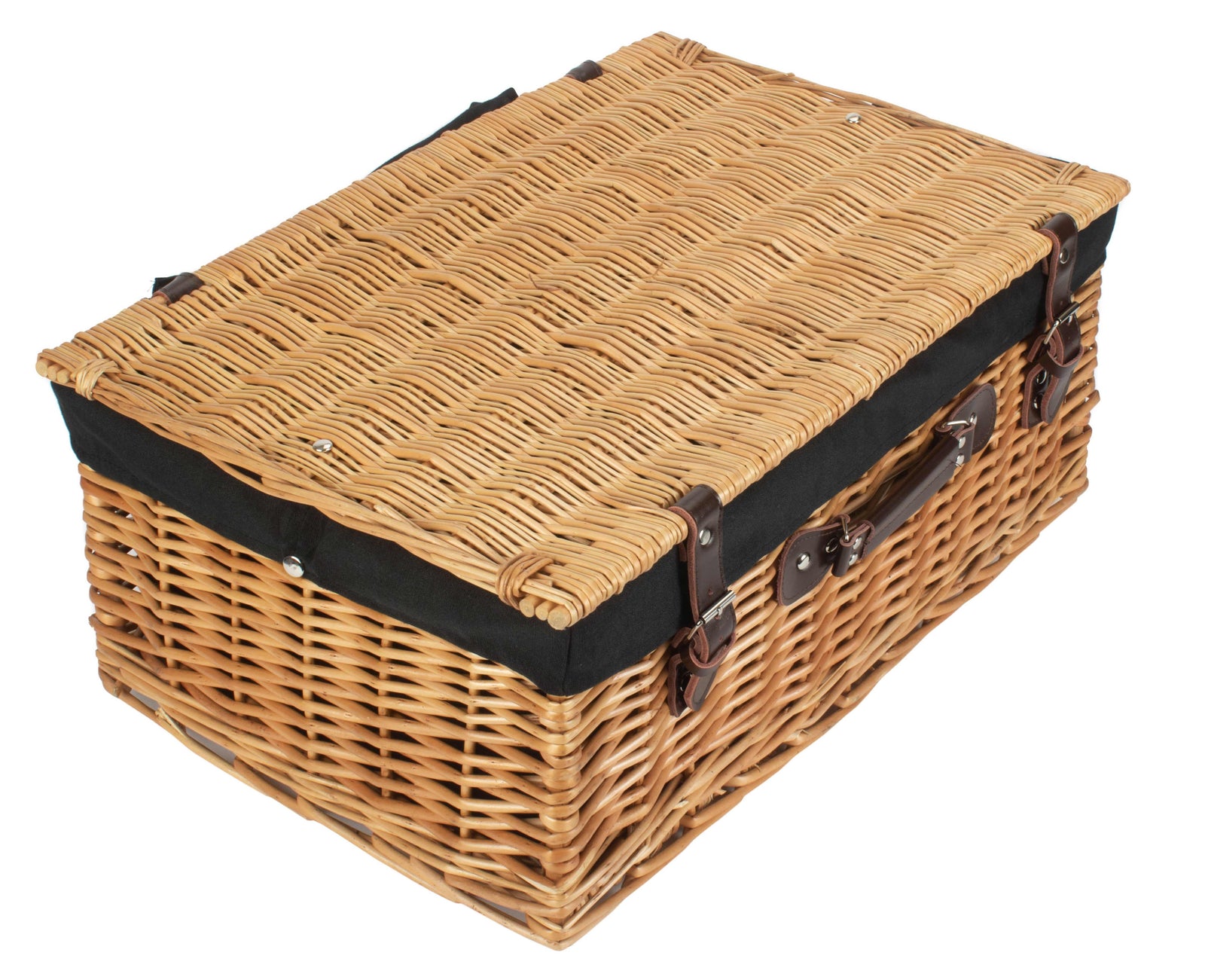 Wicker 55cm Buff Empty Picnic Basket Unlined | Black
