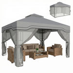 3 X 3.6 M Garden Gazebo With Shelves, Upf50+ Permanent Gazebo | Dark Grey
