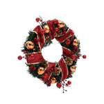 Red Ribbon Lighted Wreath Hanging Xmas Decor