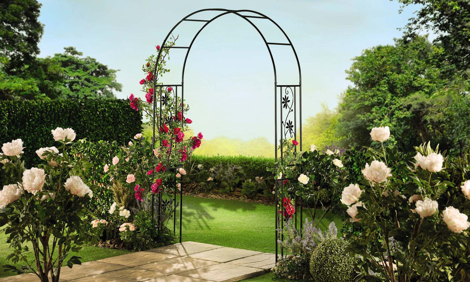 Metal Garden Arch 2.2m Flower Design