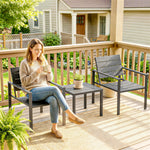 3 Pieces Garden Bistro Set For 2, Outdoor Bistro Table And Chairs | Dark Grey