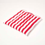 Red Stripe Seat Pad With Button Straps 100% Cotton, 40 X 40 Cm | Set-of-1 | Red