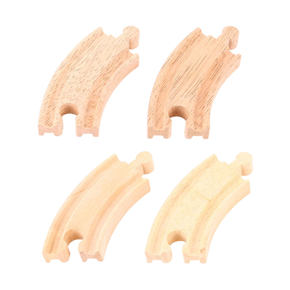 4 Short Curve Track Pieces for Wooden Train Sets