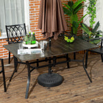 Garden Dining Table, Wood Grain Tabletop, Steel Frame, Brown