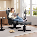 Swivel Recliner Chair With Footstool Linen