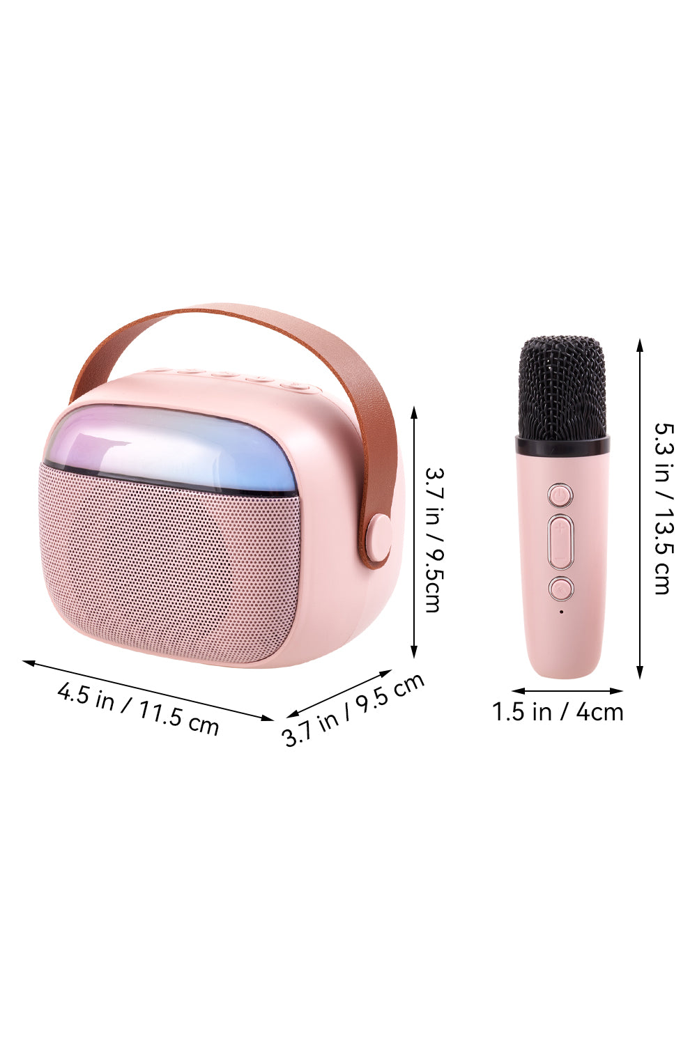 Portable Karaoke Speaker With Two Wireless Microphones And Rgb Lights | Pink