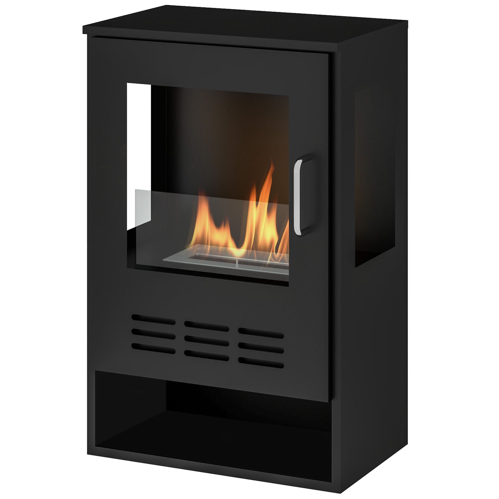 HOMCOM Ethanol Fireplace Stove With Shelf 0.9l Burns For Up To 3.3h