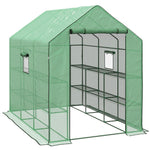 Walk-in Greenhouse W/ 3 Tier Shelves | Green