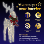 Glitter Reindeer Christmas Decoration With Led Lights Battery Operated Indoor