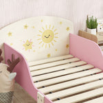 Toddler Bed, Sun-themed Kids Bed Frame With Storage | Pink