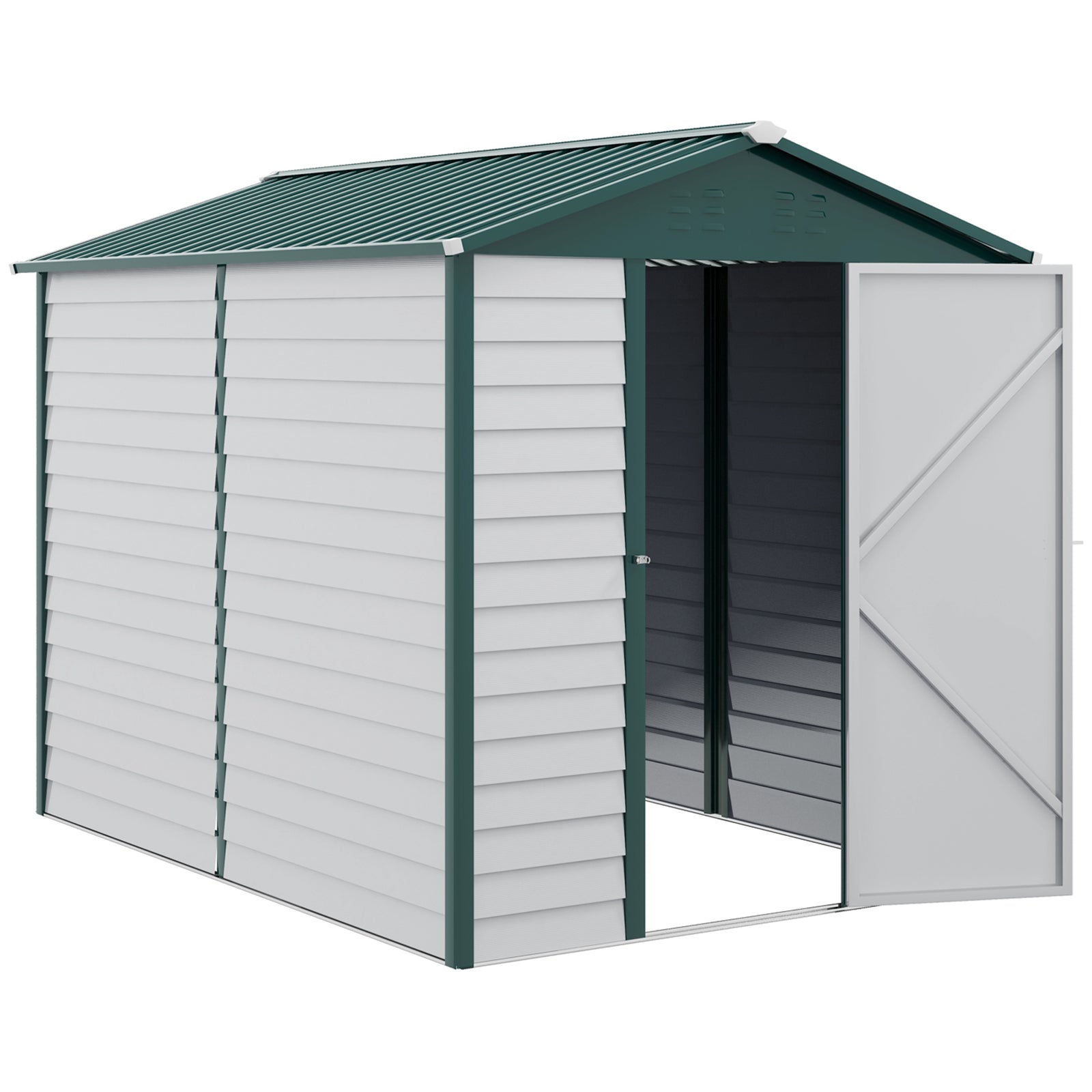 9'x6' Galvanized Metal Garden Shed Tool Storage Shed Patio | Green