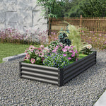 Rectangular Garden Bed – Durable Steel Raised Planter With Safe Edges,180cm W X 90cm D X 30cm H, 2 Support Bars | Black