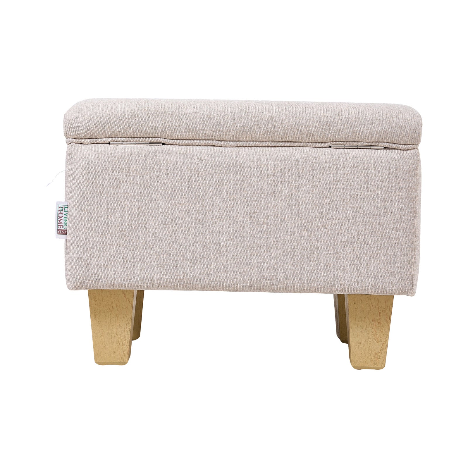Linen Upholstered Storage Ottoman | Beige